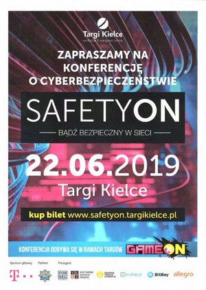 plakat z zaproszeniem na SafetyOn- bądź bezpieczny w sieci