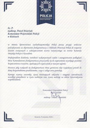 Podziękowania za służbę kieleckich policjantów w Koszalinie